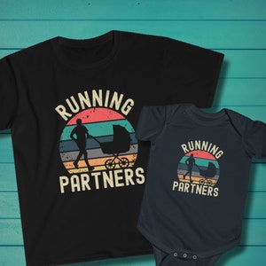 Running Gifts for Men, &quot;Running Partners&quot; Shirt, Dad and Baby Outfit, Runner T Shirt, Marathon Gifts, Matching Shirts, Fathers Day Tee