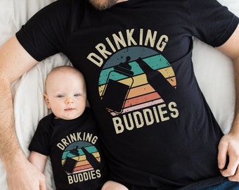 Dad's Drinking Buddy Set, "Drinking Buddies" Jersey Bodysuit,Dad and Baby Matching Shirts, Father and Infant TShirts, Cute Father's Day Gift