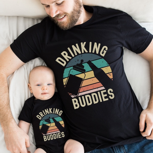 Dad's Drinking Buddy Set, "Drinking Buddies" Jersey Bodysuit,Dad and Baby Matching Shirts, Father and Infant TShirts, Cute Father's Day Gift