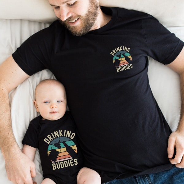 Drinking Buddies Papa Baby passende Hemden, Vater und Sohn Bier und Flasche Outfit, Vater und Sohn TShirt Bodysuit, Papas trinkender Buddy