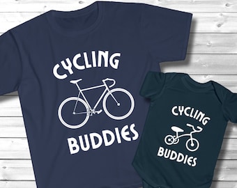 Father Son Cycling Shirts, "Cycling Buddies" TShirt, Matching Bike T Shirts, Daddy and Me Tee, Mens Cycling Shirt, Daddy Daughter Matching T