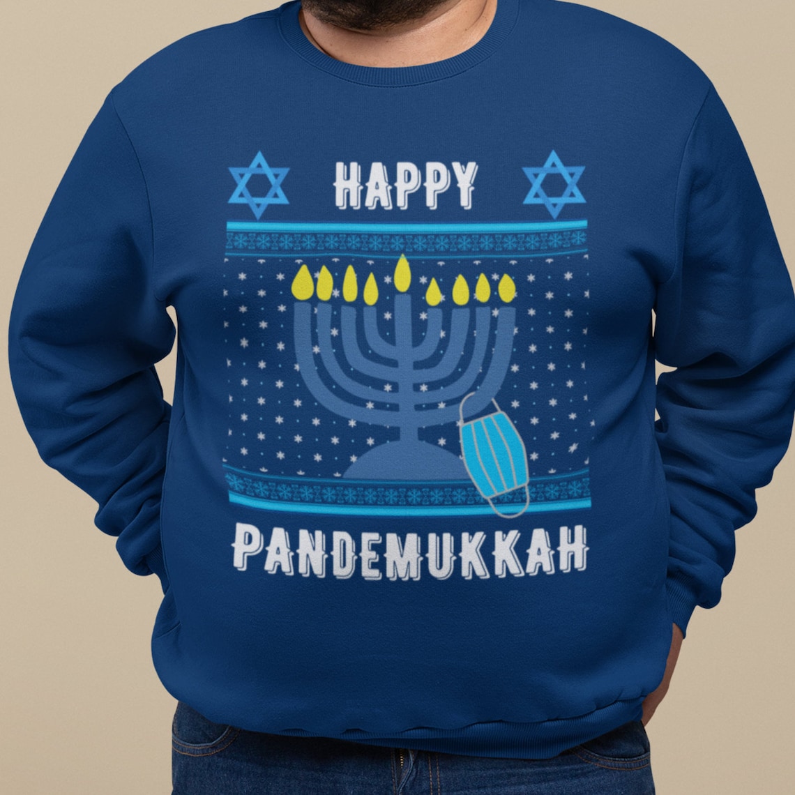 Funny Ugly Hanukkah Sweater Hanukkah in Quarantine Sweater Etsy