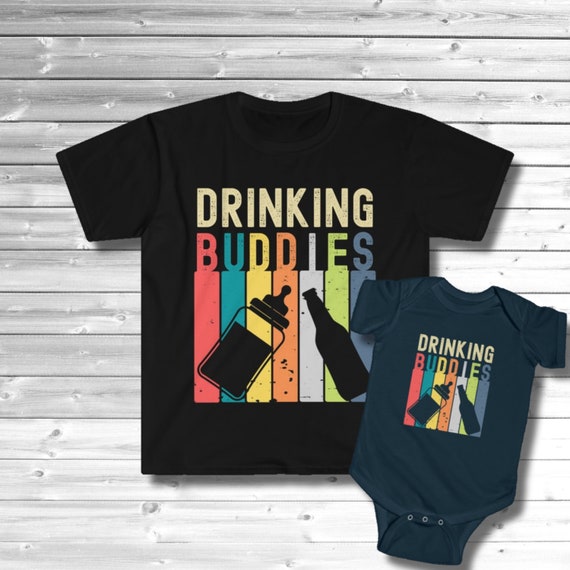 DRINKING BUDDIES DAD AND SON Daddy and Baby Matching T-Shirt and Bodysuit Set 