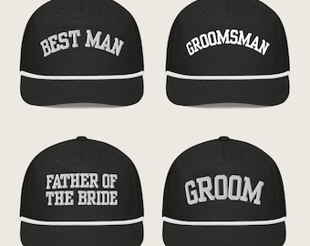 Custom Wedding Party Golf Hats, Groom & Best Man Rope Hats, Bachelor Party Embroidered Golf Caps, Personalized Groomsmen Gifts, Golfing Hats