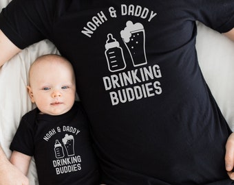 Chemise personnalisée « Drink Buddy » de papa, chemises assorties « Drinking Buddies », papa et bébé, t-shirts père et bébé, joli cadeau de fête des pères