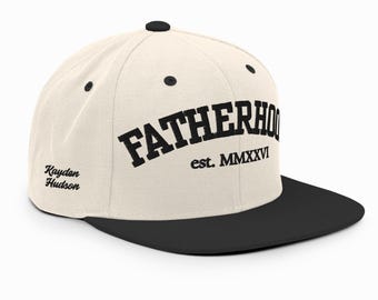Custom Dad Gift, Personalized Hat for Father, "Fatherhood" Hat With Name and Date, Embroidered 6-Panel Baseball Cap, New Dad Christmas Gift