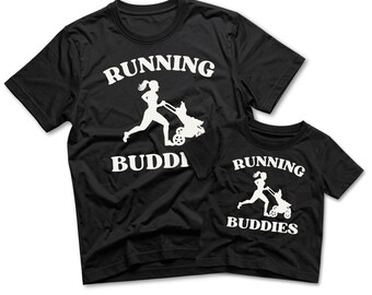 Runner Mom Gift, "Running Buddies" Shirts, Custom Matching T-Shirts for Mother and Kid, Mother's Day Gift, Jogger Mom Valentine's Day Gift