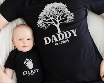 Dad Baby Personalized Matching Shirts, Tree Acorn Shirts, Father Son TShirts, Daddy and Me Outfit, Cute Gift for Husband, Custom Fathers Day