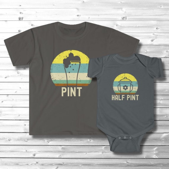 Daddy and Baby Matching Shirt Set, "Pint and Half Pint" TShirt and Bodysuit, Dad and Kid T Shirts, Beer Lover TShirt, Father's Day Gift