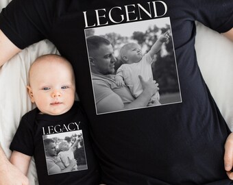 Dad and Baby Gift, "Legend Legacy" Matching Custom Photo Shirt for T-Shirts, Personalized Father's Day Shirts, Daddy and Child Outfit