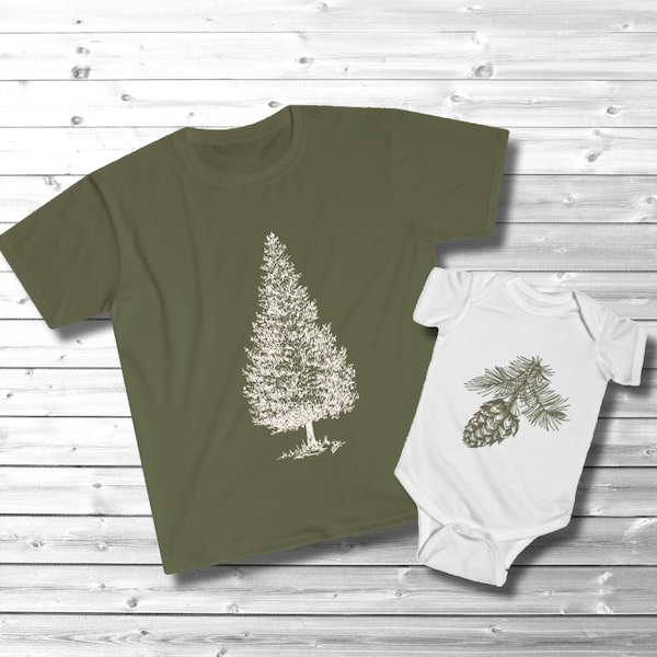 Matching Dad Baby Outfit, "Pine Tree and Pinecone" Shirt, New Dad Gift, Matching Father Son Tshirt, Daddy Daughter Outfit, Pregnancy Reveal