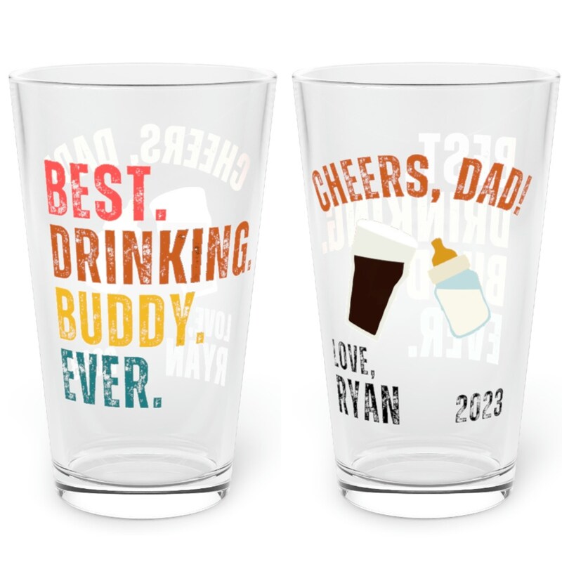 Dad Is The Best In The World Photo - Personalized Custom Beer Glass main image 1