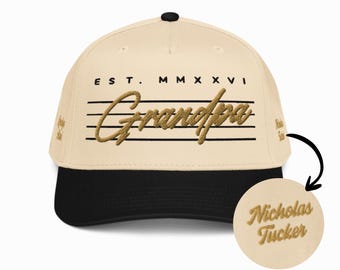 Custom Grandpa Hat with Kids Names, Personalized Embroidered Snapback, Unique Father's Day Gift from Grandkids that He'll Actually Wear