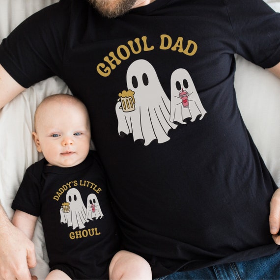 Ghoul Dad Shirt, Daddy Daughter Halloween Matching Outfit, Dad of Girl Ghost T-Shirts, Funny Men's Trick or Treating TShirt, Daddy Daughter