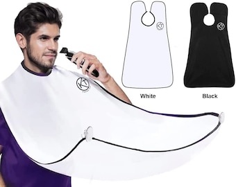 Waterproof Beard Trimming Apron. Beard Hair Clippings Catcher For Bearded Men. Adjustable Neck Strap With Suction Cup. Perfect Gift For Him.