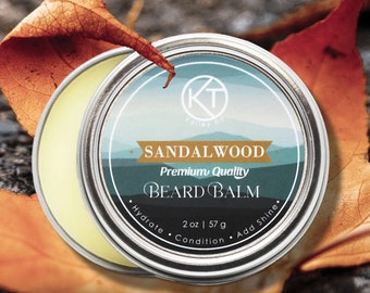 Natural Sandalwood Beard Balm. Handmade Sandalwood Beard Balm. Beard Balm For Bearded Men. Proudly Made in Canada. Perfect Gift For Him.