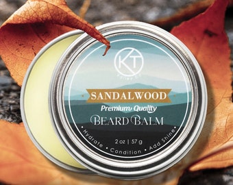Naturligt skäggbalsam av sandelträ. Handgjort skäggbalsam av sandelträ. Skäggbalsam för skäggiga män. Stolt tillverkat i Kanada. Perfekt present till honom.