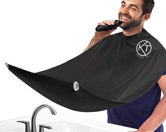 Waterproof Beard Trimming Apron. Beard Hair Clippings Catcher For Bearded Men. Adjustable Neck Strap With Suction Cup. Perfect Gift For Him.