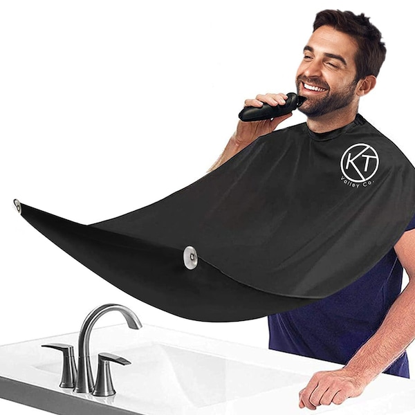 Waterproof Beard Trimming Apron. Beard Hair Clippings Catcher For Bearded Men. Adjustable Neck Strap With Suction Cup. Perfect Gift For Him.
