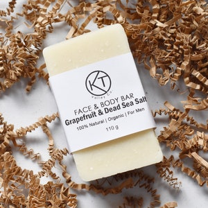 Grapefruit and Dead Sea Salt Face & Body Bar Soap. Natural Therapy Soap Bar. Softening and Refreshing Soap Bar. Perfect Birthday Gift.