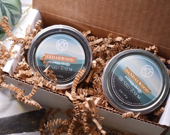 Set di balsami per barba naturali per uomini barbuti. Set di 2 balsami per barba fatti a mano. Morbido / Aggiunge lucentezza / Riduce il prurito della barba. Perfetto regalo di Natale per lui.