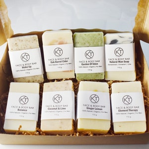 Natural Soap Bar Gift Set For Men. Set of 8 Handmade Soap Bars. Natural Face & Body Soap For All Skin Types. Perfect Holiday Gift For Him.