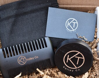 Grooming Beard Kit For Men. Perfect Personal Beard Gift Set. Grooming Gift Set For Him. Wooden Beard Comb and Brush For Bearded Men. .