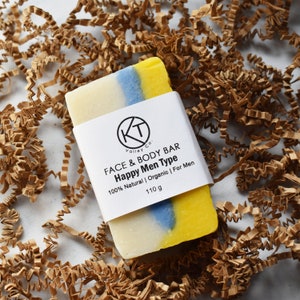 Natural Face & Body Soap Bar For Men. Handmade Bar Soap For Men.  Softening and Refreshing Soap Bar. Perfect Handmade Gift Idea.