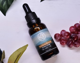 Óleo natural de barba de sândalo para homens. Óleo de barba de sândalo feito à mão. Óleo de barba vegano para homens barbudos. Orgulhosamente fabricado no Canadá. Presente para homens.
