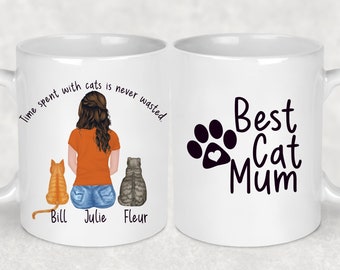 Best Cat Mum Mug, Mothers Day Gifts, 11oz Ceramic Mugs for Her, Christmas Presents for Girlfriends, Gifts for Cat Mums, Best Friend Gifts