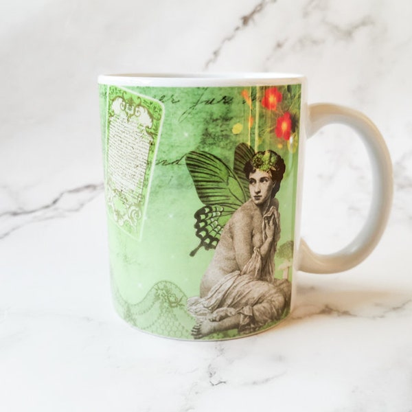 Fairy Mug, Green Absinthe Design, Alternative Gifts for Her, Tea and Coffee Lovers, Ceramic Mugs, Easter Gifts