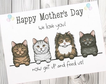 Happy Mother's Day Cat Card, Personalised Cat Mother's Day Cards, Cute Cat Owner's Cards, Crazy Cat Lady Card, Gifts For Cat Lovers