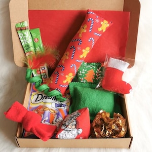 Deluxe Cat Christmas Gift Box, Handmade Catnip Toys, Pet Christmas Gifts, Crazy Cat Lady, Gifts for Cat Lovers, Xmas Gifts For Kitties