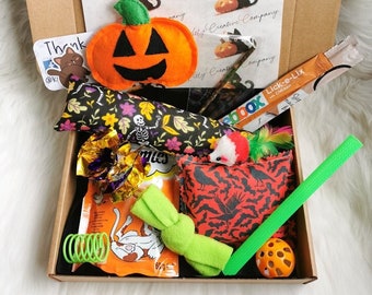 Autumn Theme Cat Toy and Treat Box, Halloween Themed Cat Presents, Gifts for Cat Lovers, New Cat Gifts, Crazy Cat Lady Presents, Gotcha Day