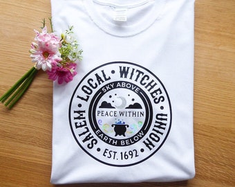 Salem Local Witches Union T-Shirt, Witch Gifts for Her, Pagan and Wicca Presents, Halloween T-Shirt, Christmas Gifts for Her, Sizes S-2XL