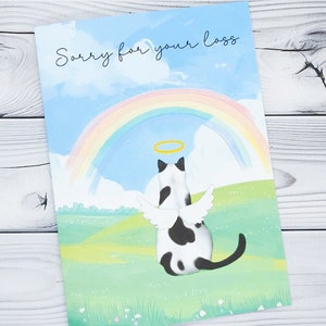 Désolé pour la perte d'un chat, carte de condoléances personnalisée pour chat, carte "Pensée à vous" pour la perte d'un animal de compagnie, carte de sympathie pour l'envoi
