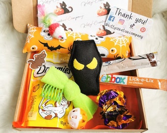 Halloween Cat Toy and Treat Gift Box, Spooky Cat and Kitten Gift Box, Cat Goodie Box, Gifts for Cat Lovers, Crazy Cat Lady Presents