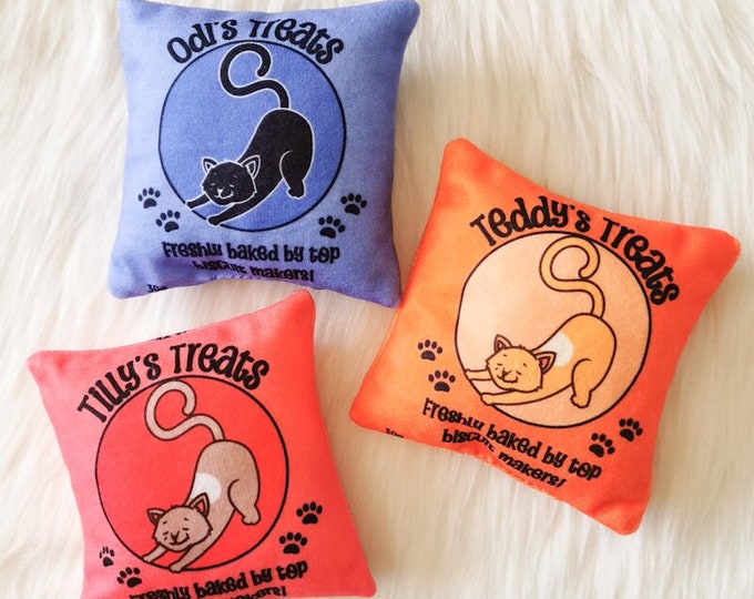 Personalisiertes Katzenminze-Kissen gefüllt mit stark riechender Katzenminze, lustiges Leckerli-Beutel-Katzenminze-Spielzeug, Geschenke für neue Katzenbesitzer, Katzenbereicherungsspielzeug