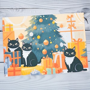 Tuxedo Cats Christmas Card: Festive Holiday Greeting
