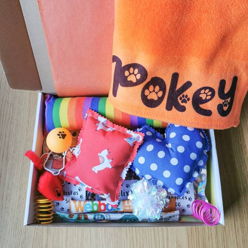 Cat Toy and Treat Gift Box With Personalised Blanket Cat and Etsy UK