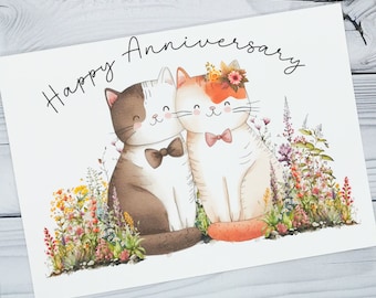 Happy Anniversary Cat Card, Anniversary Cards for Cat Lovers, Cat Parent Cards, Cute Greeting Cards for Cat Lovers, First Anniversary Card