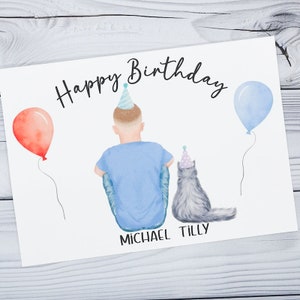 Happy Birthday Cat Card, Birthday Cards for Cat Owners, Personalised Cat Birthday Cards, Cute Celebration Cat Cards, Crazy Cat Man