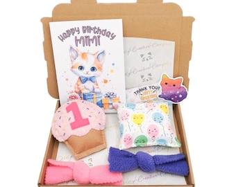 Cat Birthday Gift Box With Personalised Cupcake and Card, Gifts for Cat Lovers, Cat Birthday Presents, Gotcha Day Gifts, Small Gift Ideas