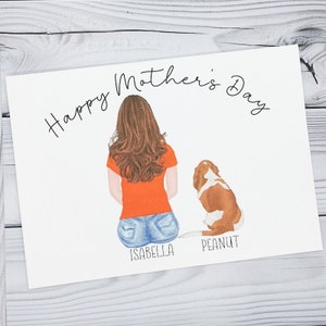 Carte de fête des mères avec chien, cartes de voeux personnalisées pour propriétaire de chien, jolies cartes de chien de célébration pour les amoureux des chiens, carte de fête des mères chien