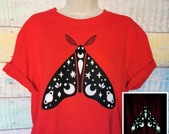 T-shirt anti-mites phosphorescents, cadeaux pour sorcières et wicca, jolies idées de mode gothique pour cadeaux de Noël, tailles unisexes S-2XL