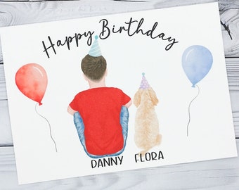 Happy Birthday Dog Card, Personalised Greeting Cards for Dog Owner, Cute Celebration Dog Cards for Dog Lovers, Dog Dad Birthday Card