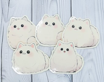 White Cat Vinyl Stickers, Cute White Cat Stickers for Bullet Journals and Planners, Cat Stickers for Scrapbooking and Card Making, Cat Lover