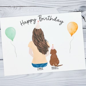 Carte de joyeux anniversaire chien, cartes de voeux personnalisées pour propriétaire de chien, jolies cartes de célébration chien pour amoureux des chiens, carte d'anniversaire chien maman