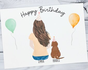 Happy Birthday Dog Card, Personalised Greeting Cards for Dog Owner, Cute Celebration Dog Cards for Dog Lovers, Dog Mum Birthday Card