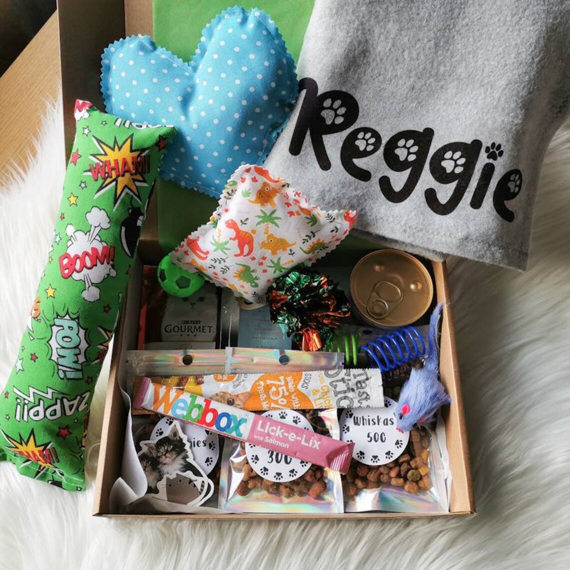 Cat Toy and Treat Gift Box With Personalised Blanket Cat and Etsy UK